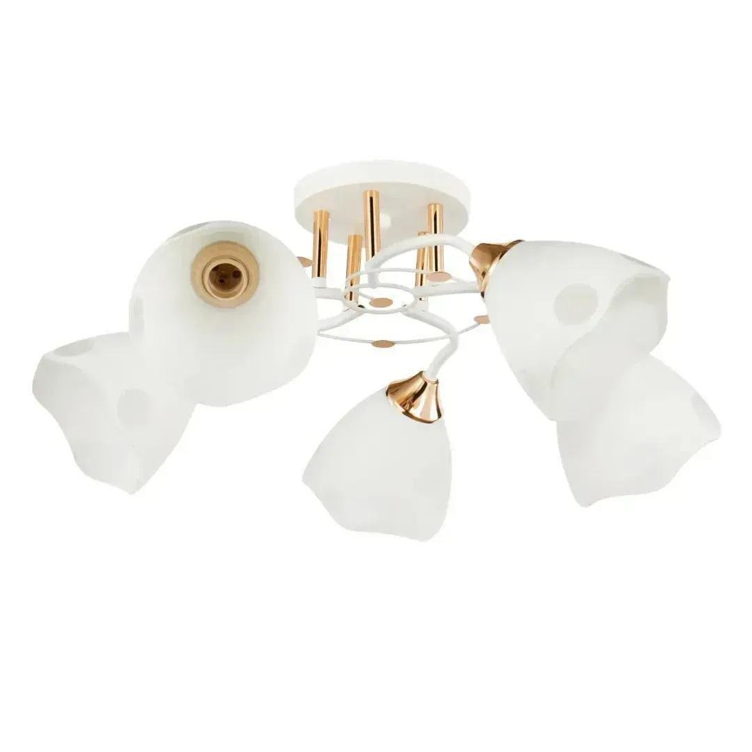 Люстра потолочная Interees V 6104-5 WH+FG с золотистым декором под пять ламп Е27 каркас IP20 Белый (00000140788)