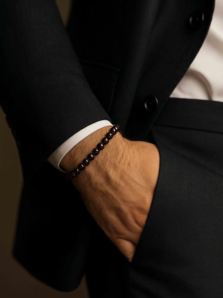 Браслет чоловічий із гранату (4676) Браслет чоловічий із гранату (4676)