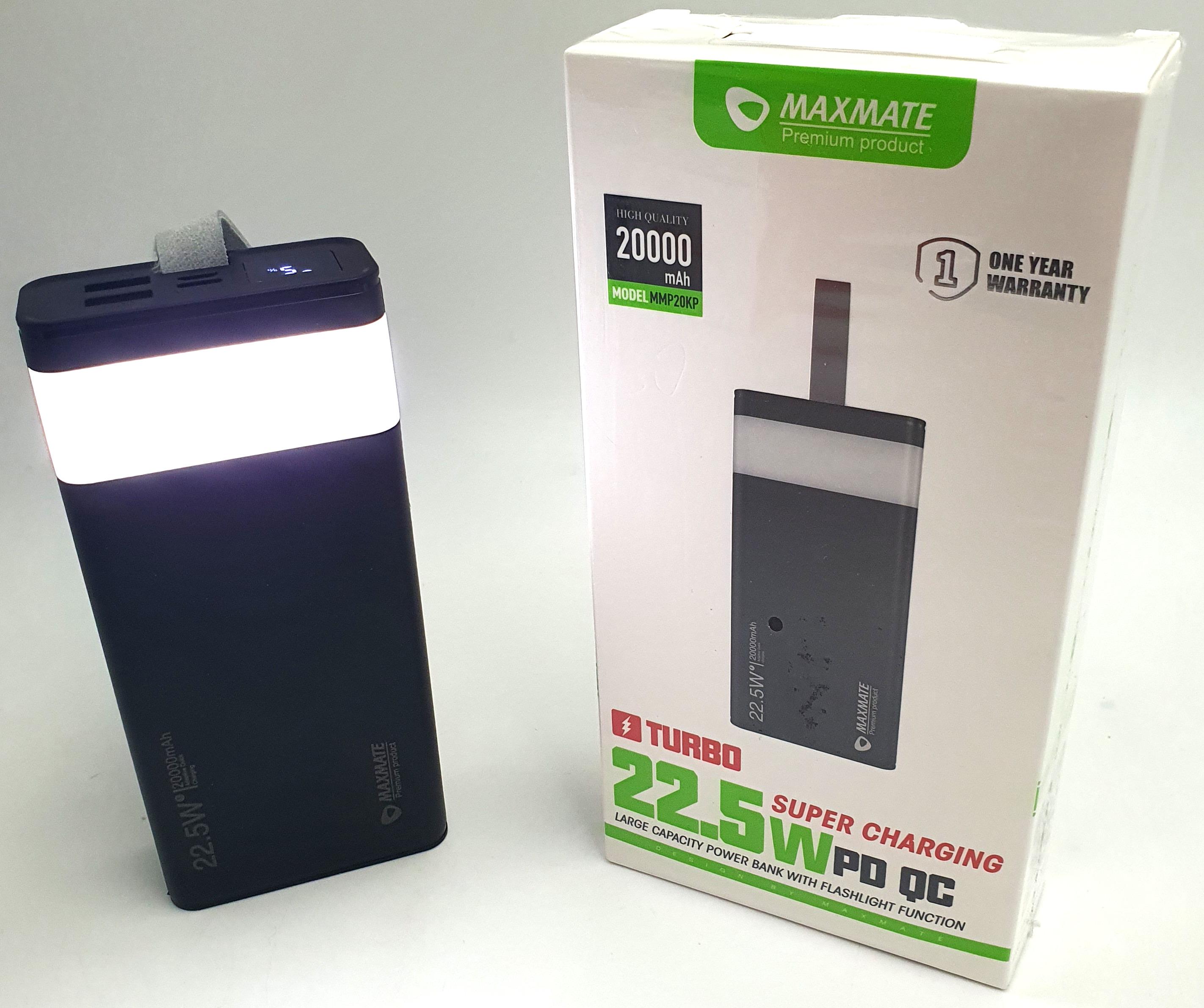 Повербанк Maxmate MMP20KP 2USB Type-C PD/QC з LED ліхтариком 20000 mAh 5A/22,5W Чорний - фото 5