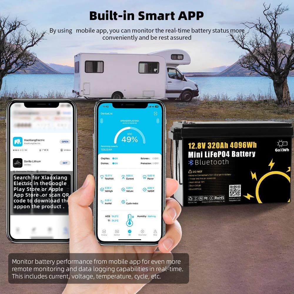 Аккумулятор для ИБП с Bluetooth GoKwh LifePo4 320 Ah 12V 4096Wh BMS (Gkw32012) - фото 3
