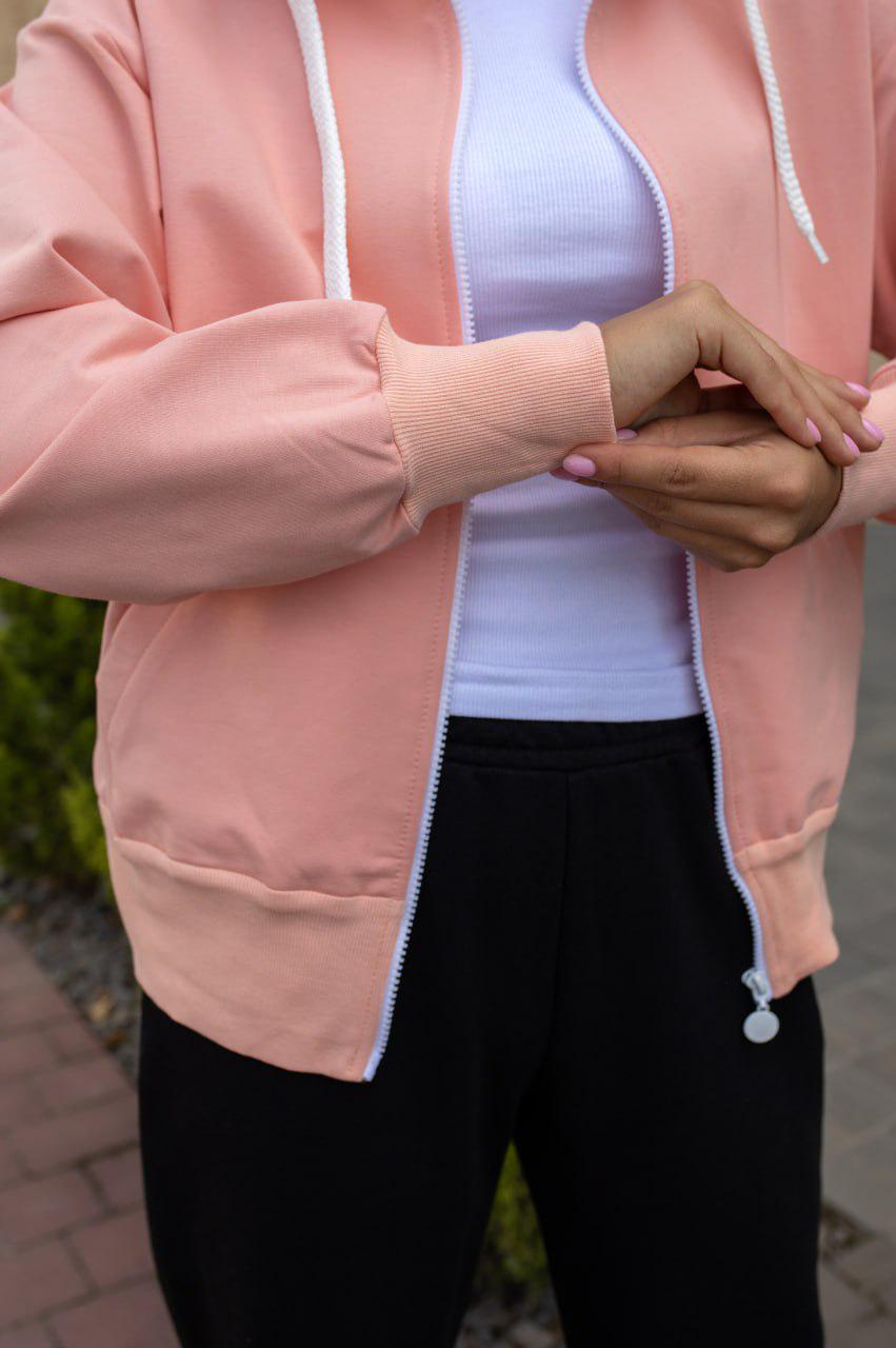 Худі жіноче на замку 2-нитка М99.2 S Персиковий (373-1-60) - фото 2