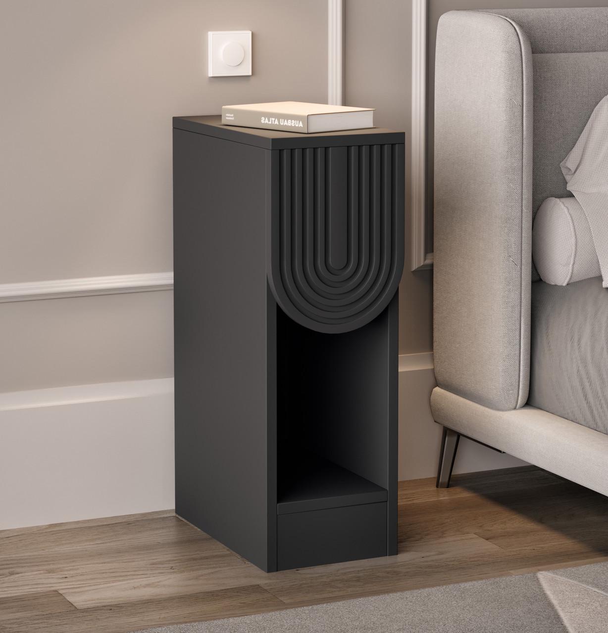 Тумба прикроватная узкая T-13 с одним ящиком без ручек 200х350х595 мм Антрацит/Кварцит (21994631)