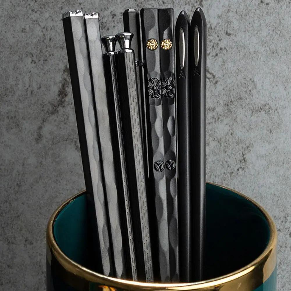 Набор палочек для суши многоразовые пластиковые антискользящие 5 пар Черный (D-0076) - фото 2