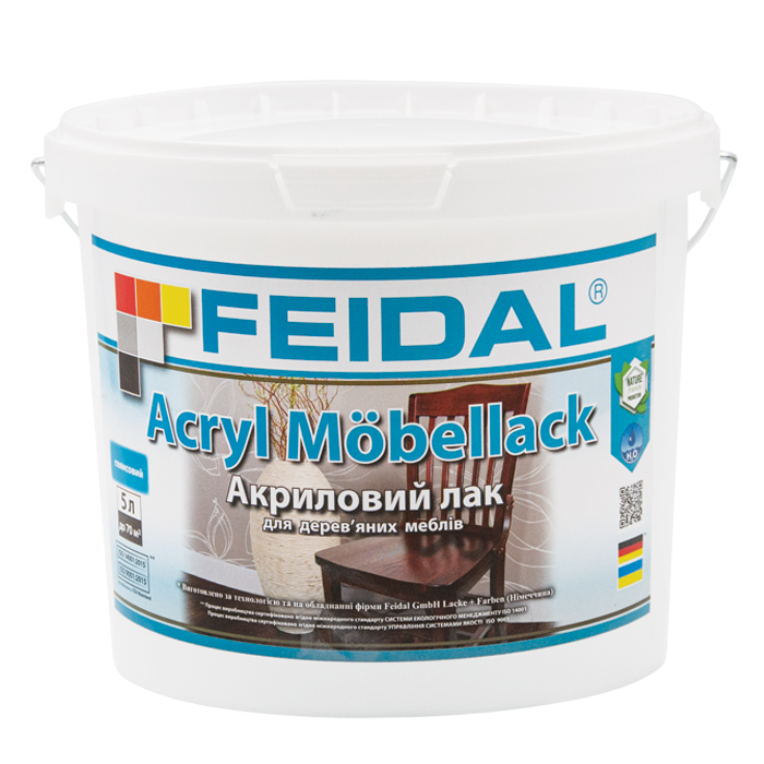 Лак меблевий акриловий глянцевий Feidal Acryl Möbellack 5 л (1886454969)