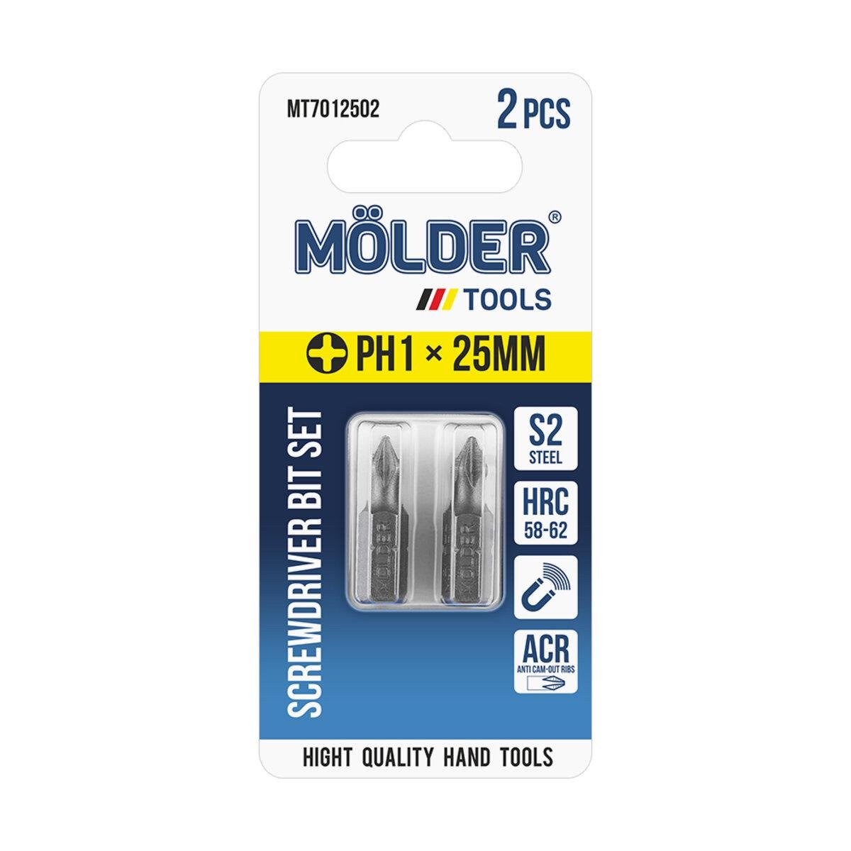Набор бит Molder PH1x25 мм 2 шт. Набор бит Molder PH1x25 мм 2 шт.