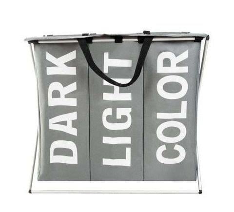 Корзина для белья 3 отсека для темного/светлого/цветного водонепроницаемая складная 130 л (29818768)