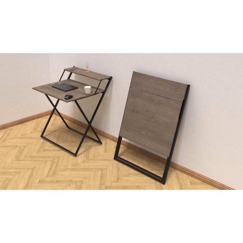 Стіл трансформер Ferrum-decor Kompakt 2 метал/ДСП 16 мм Чорний/Дуб Сонома Трюфель (FRD-104694) - фото 4 Стіл трансформер Ferrum-decor Kompakt 2 метал/ДСП 16 мм Чорний/Дуб Сонома Трюфель (FRD-104694) - фото 4