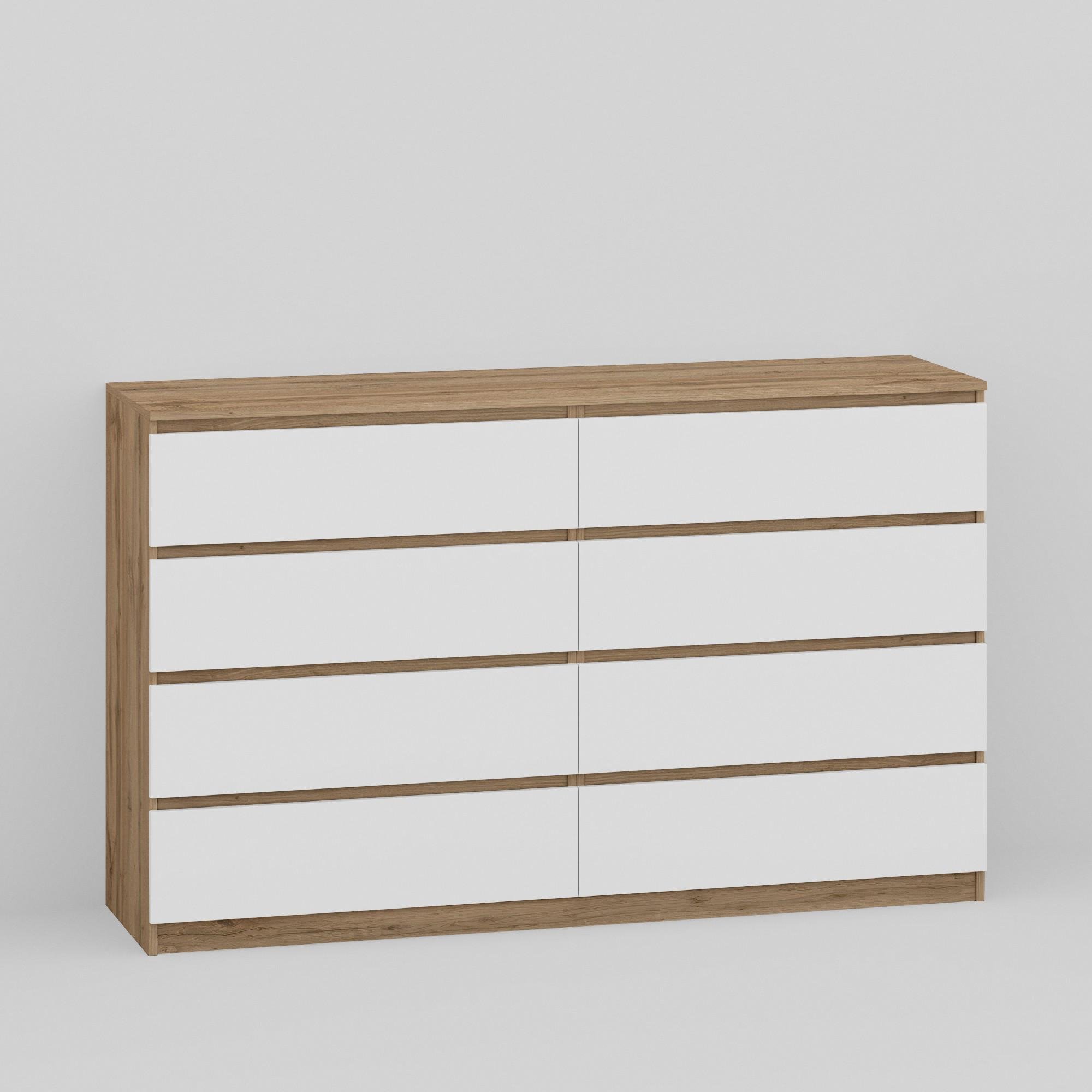 Комод на 8 ящиков без ручек Line KF8 1400x450x1035 мм Дуб Аппалачи/Белый - фото 2 Комод на 8 ящиков без ручек Line KF8 1400x450x1035 мм Дуб Аппалачи/Белый - фото 2