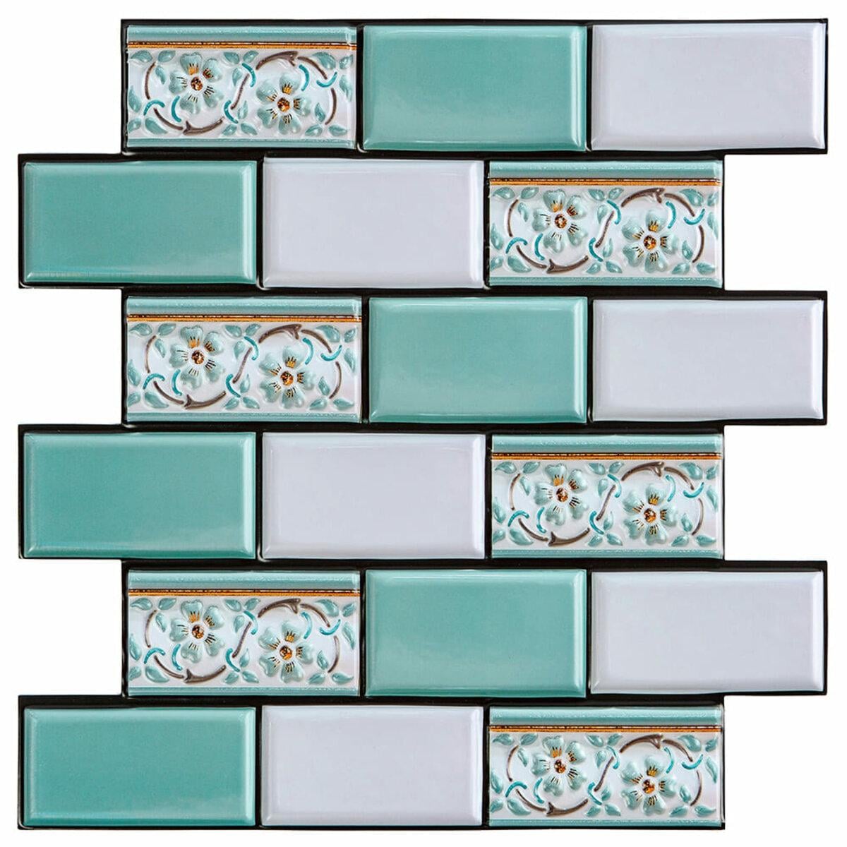 Плитка ПВХ декоративная на самоклейке Sticker Wall СПП-505 300х300х5 мм Мятный (3DPanda-1139)