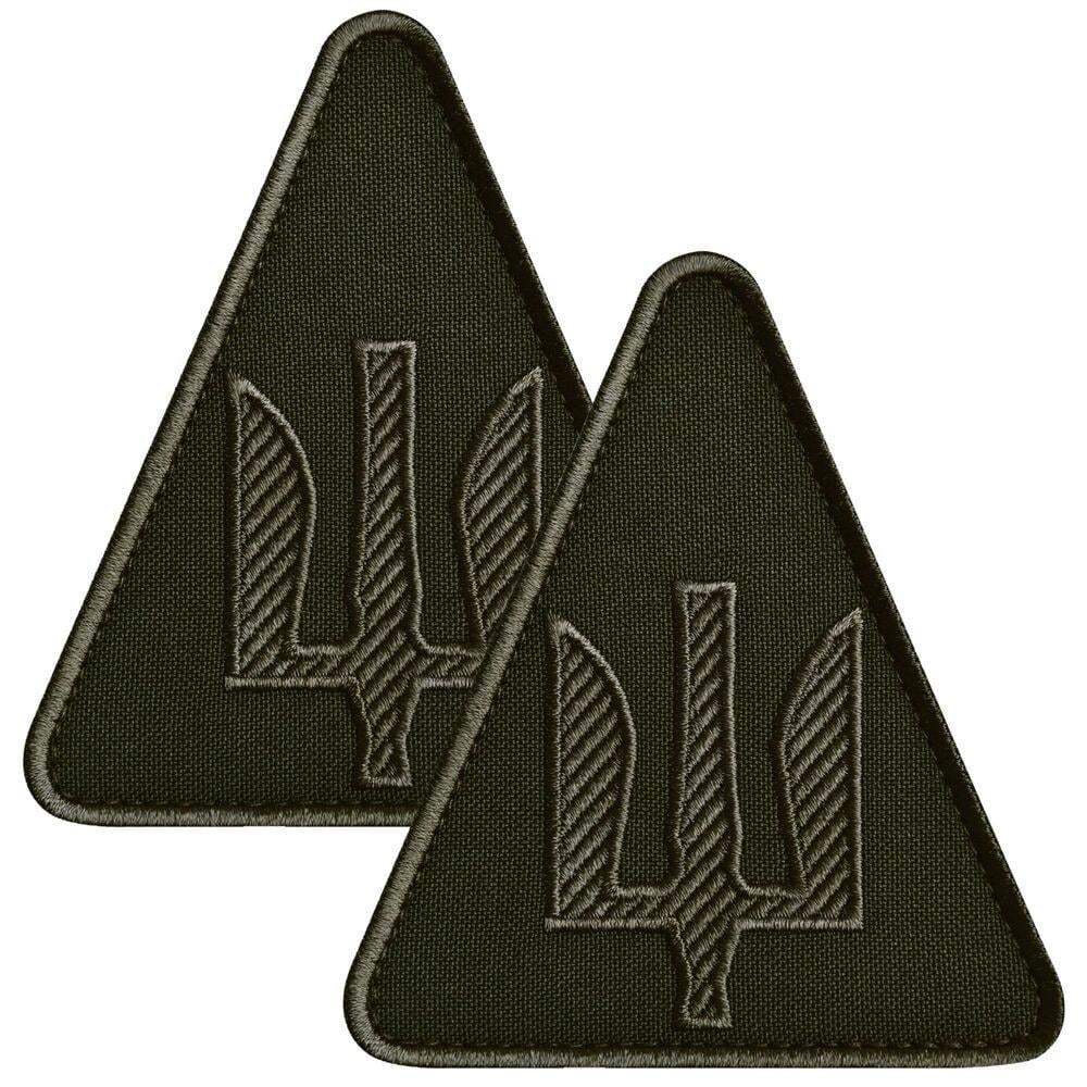 Набор шевронов на липучке Авиационных войск Украины Трезубец полевой 9х8 см 2 шт. Хаки (26638)
