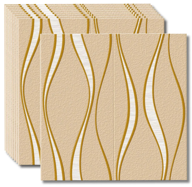 3D-панель самоклеящаяся декоративная золотые волны 700x700x3 мм