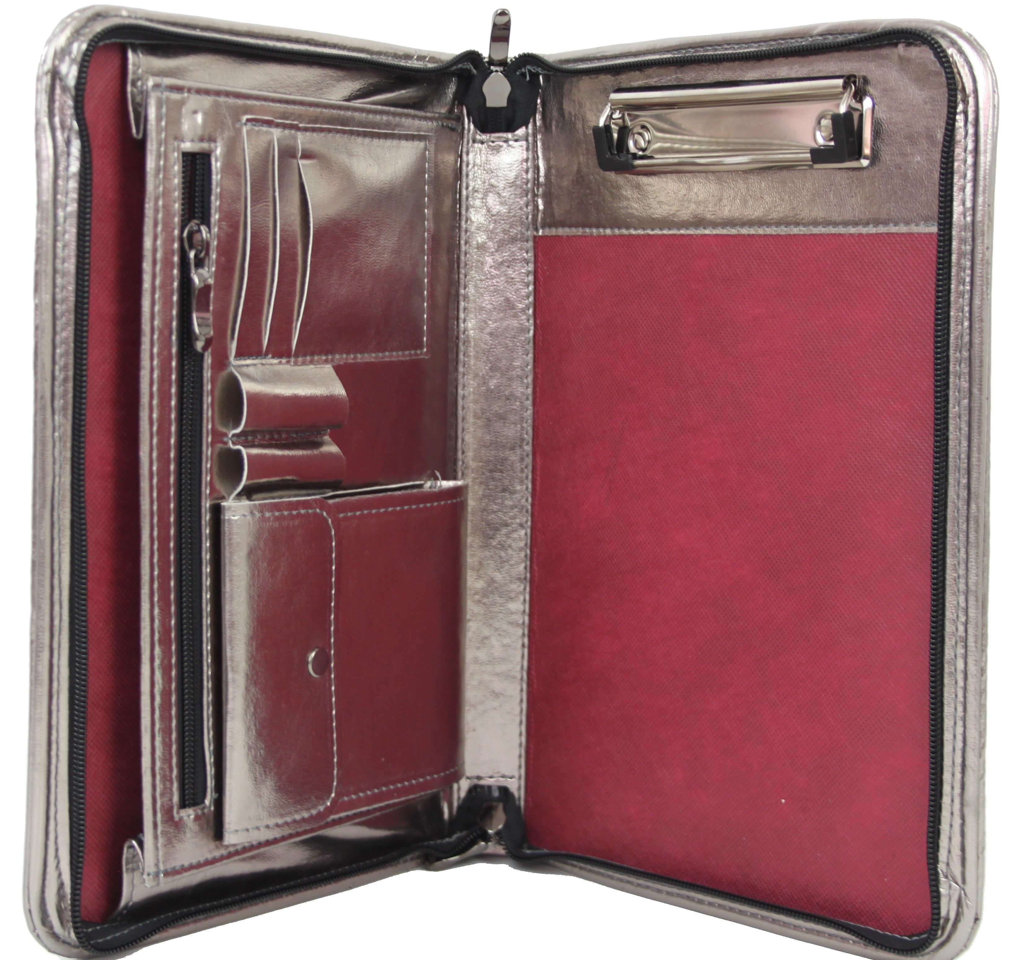 Папка деловая Portfolio для документов формат А5 из экокожи Серебристый (Port1011 silver)