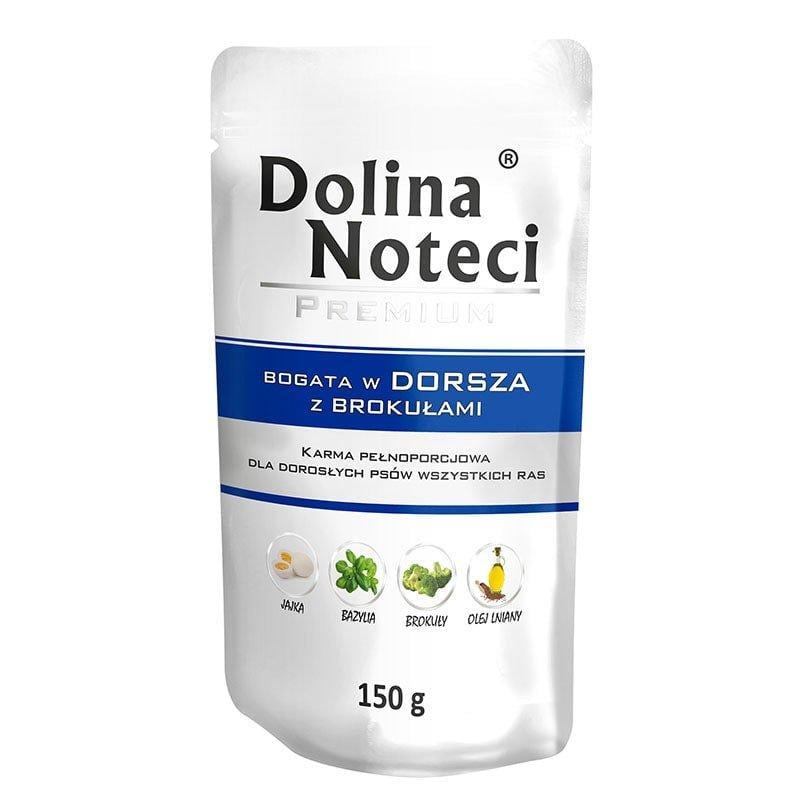 Блок влажного корма для собак всех пород Dolina Noteci Premium с треской и брокколи в паучах 10 шт. 1,5 кг (1736328963)