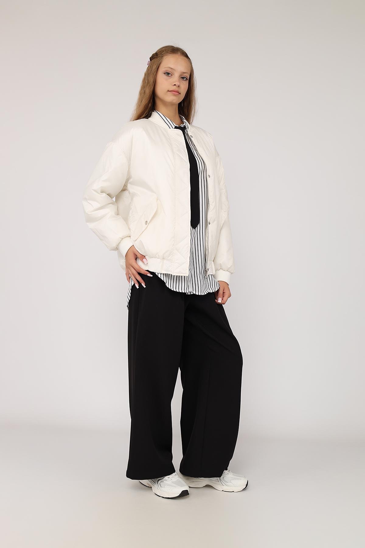 Бомбер жіночий ЦБ-00282183 р. 42 Молочний (SKT001079807) - фото 3