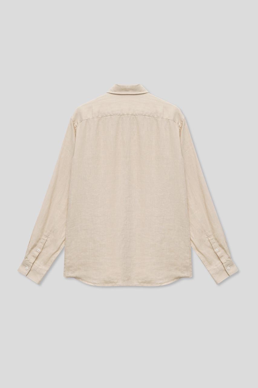 Рубашка мужская Linen Plus 100% лен закрытые швы пуговицы из натуральной раковины M Бежевый - фото 2