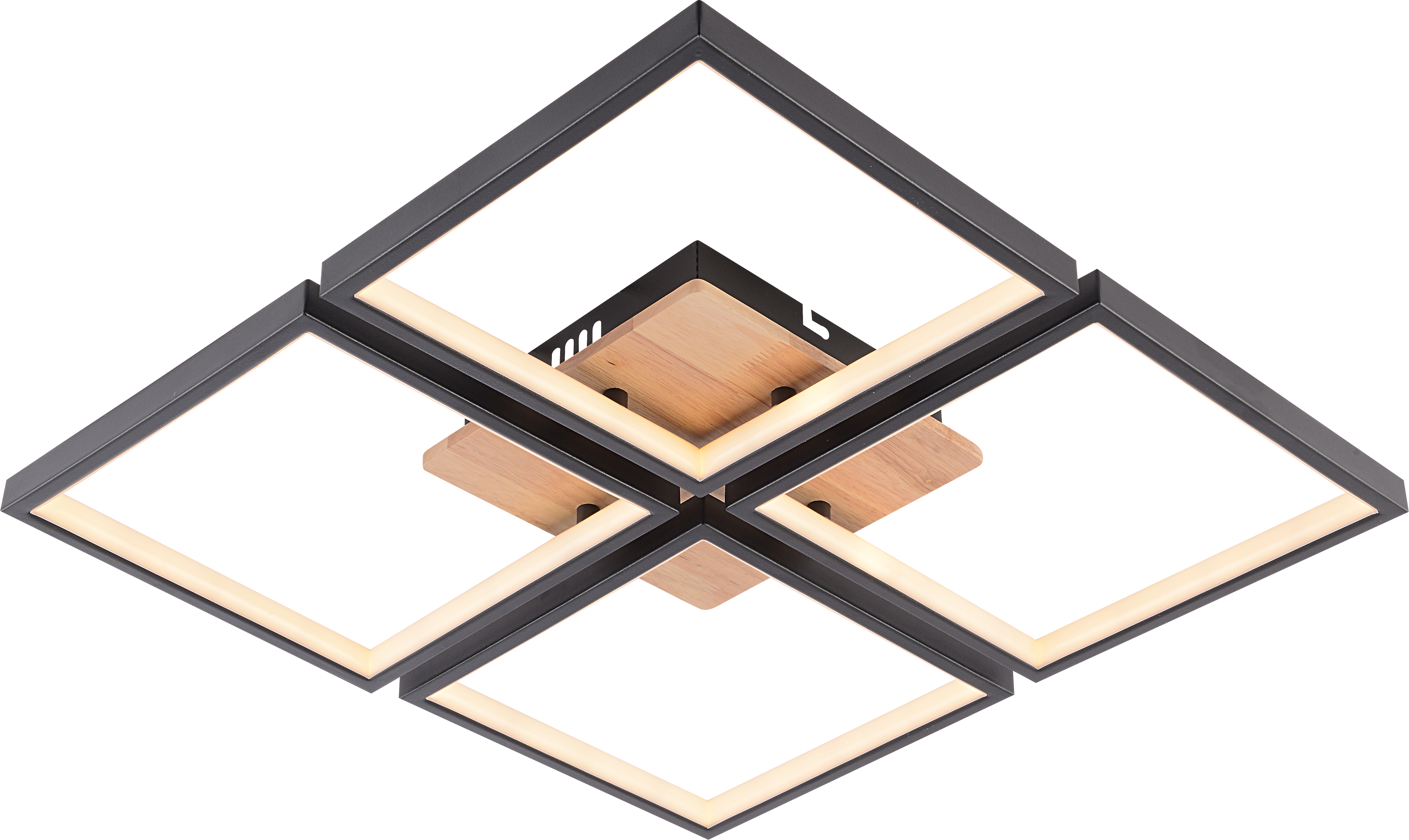 Люстра стельова світлодіодна Valeso DK6587/4 з пультом LED 82W диммер Чорний/Дерево