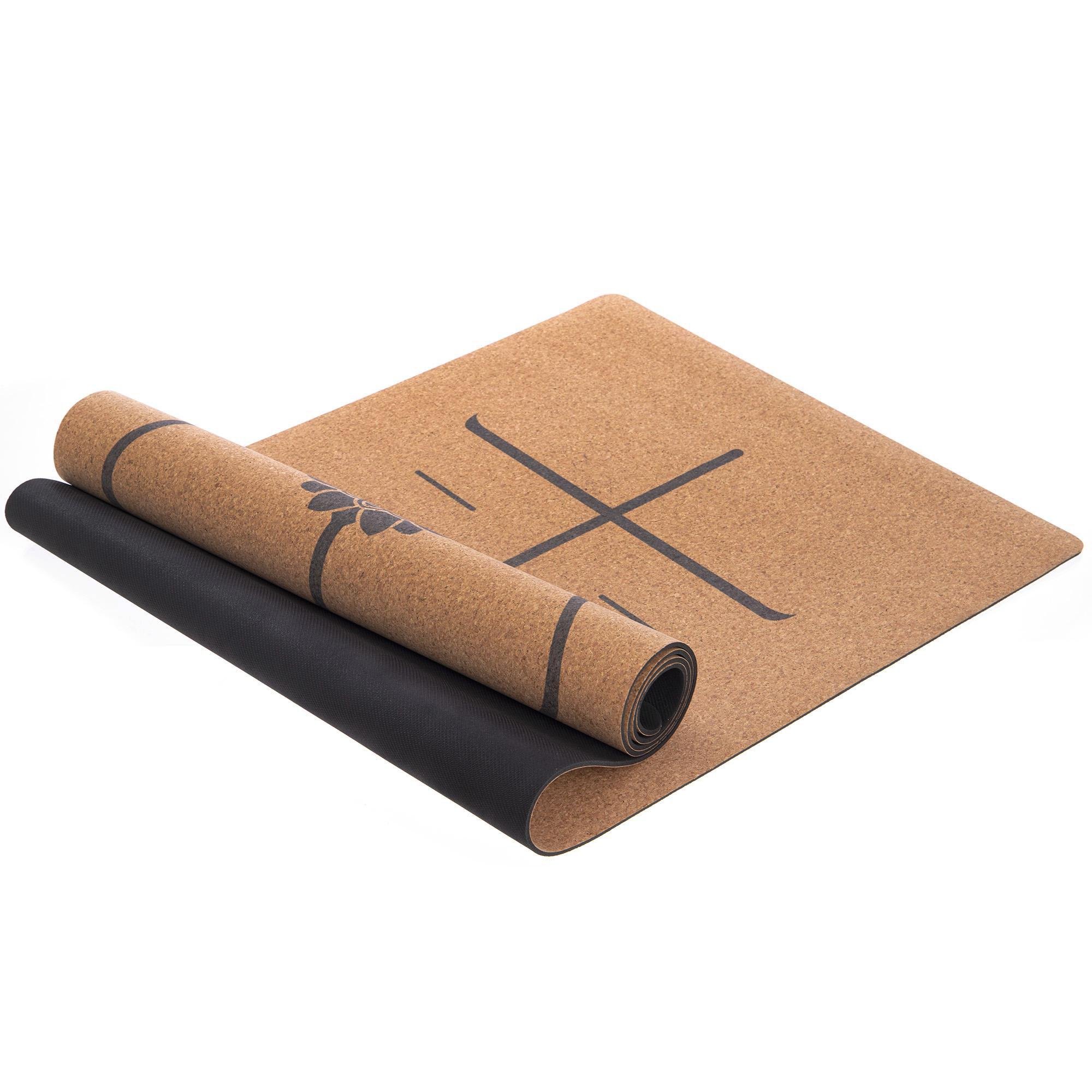 Коврик для йоги пробковый каучуковый с принтом Record FI-7156-10 183x61 м x 0,4 cм Коричневый (NA004190)