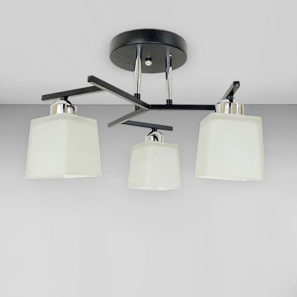 Люстра потолочная Light House SRS-20256/3 плафоны белые Черный/Хром