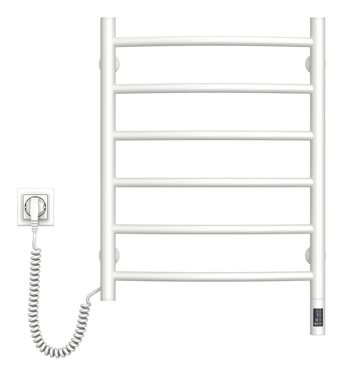 Полотенцесушитель электрический NAVIN Камелия Sensor шнур слева с таймером из углеродистой стали 480х600 мм Белый (2045)