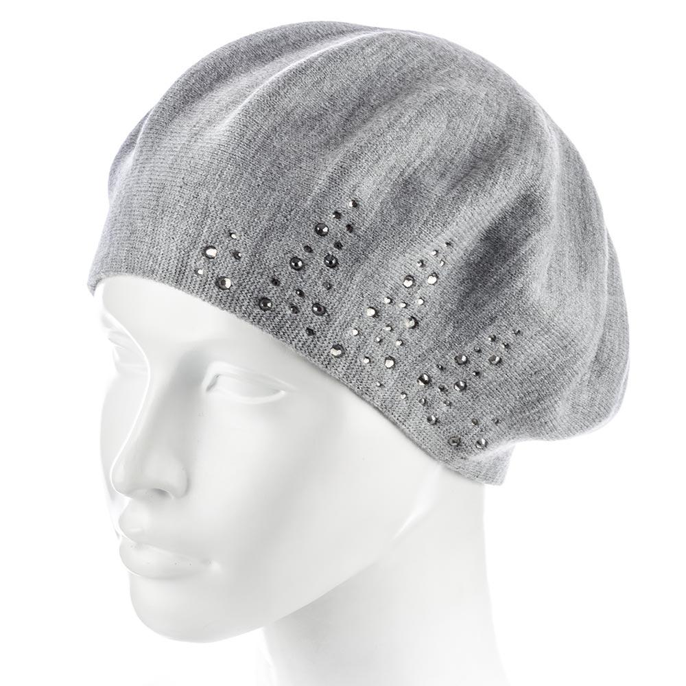 Берет женский Zolly ZH241 шерстяной мелкой вязки Светло-серый