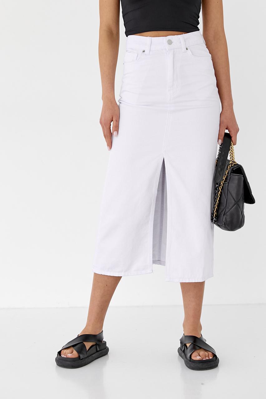 Юбка-миди с разрезом р. 38 Белый (10161989)