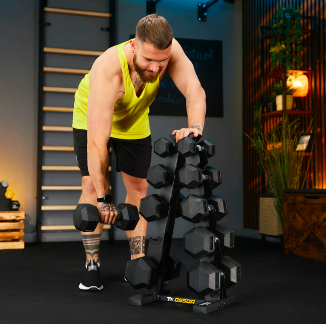Стійка-піраміда TREX Sport TX-055DR для зберігання 5 пар гантелей (5091) - фото 4 Стійка-піраміда TREX Sport TX-055DR для зберігання 5 пар гантелей (5091) - фото 4