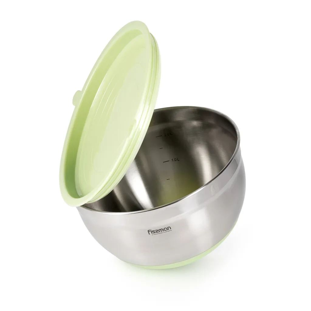 Миска Fissman 20x12 см 3 л з пластиковою кришкою з нержавіючої сталі (5179)