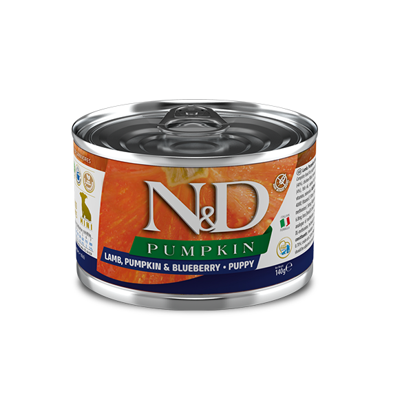 Корм влажный Farmina N&D Grain Free Pumpkin Lamb Puppy Mini для щенков малых пород тыква/ягненок/черника 140 г (02307)
