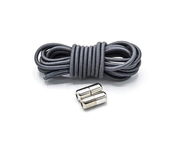 Шнурки эластичные классические с фиксаторами без завязок 100 см Темно-серый