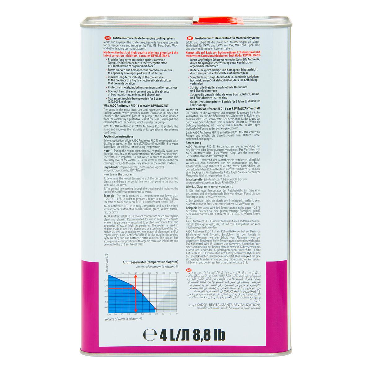 Антифриз для двигателя XADO Antifreeze Red 13 Концентрат 4 л - фото 3