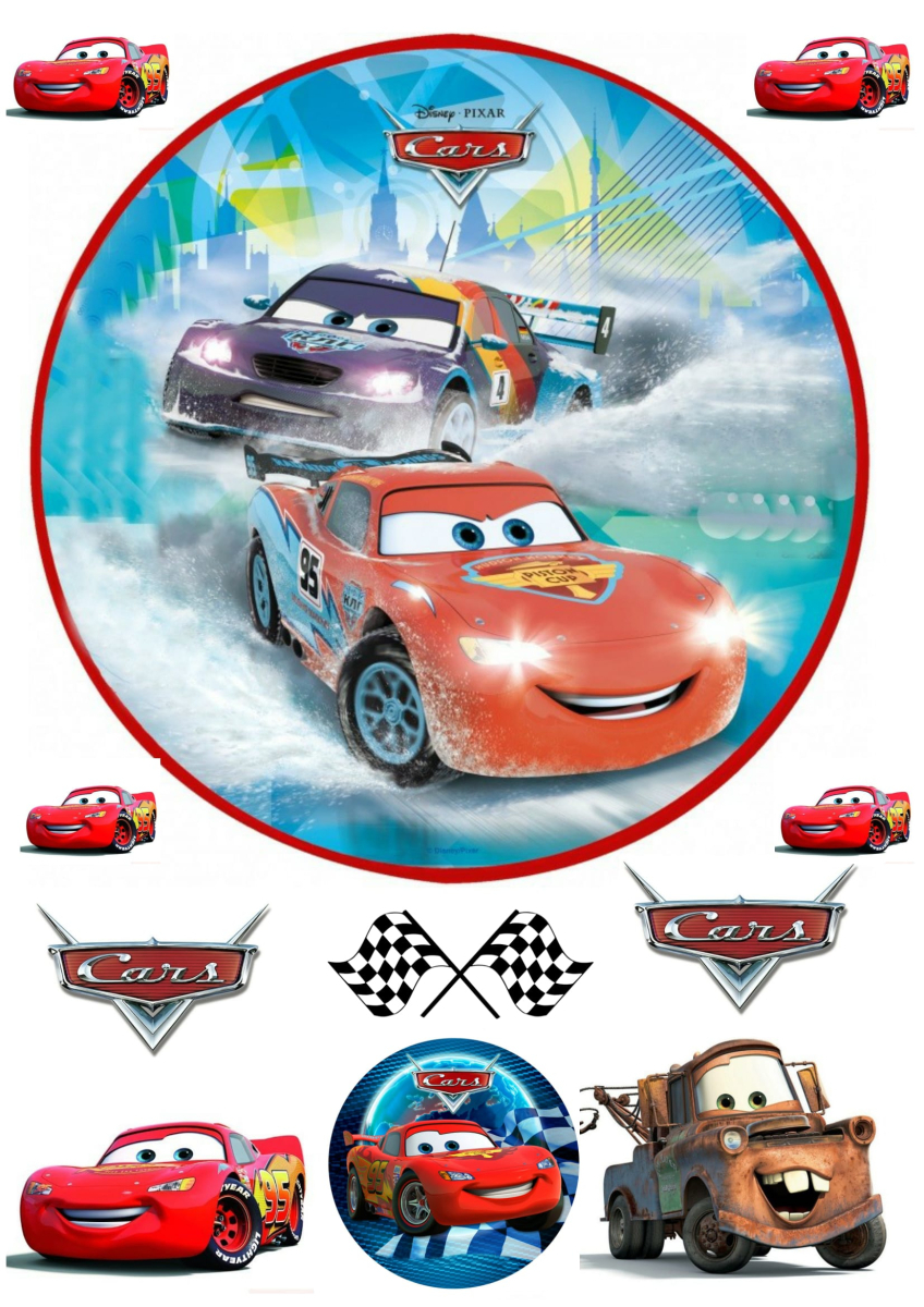 Картинка на торт вафельная Тачки 15 (14554) Картинка на торт вафельная Тачки 15 (14554)