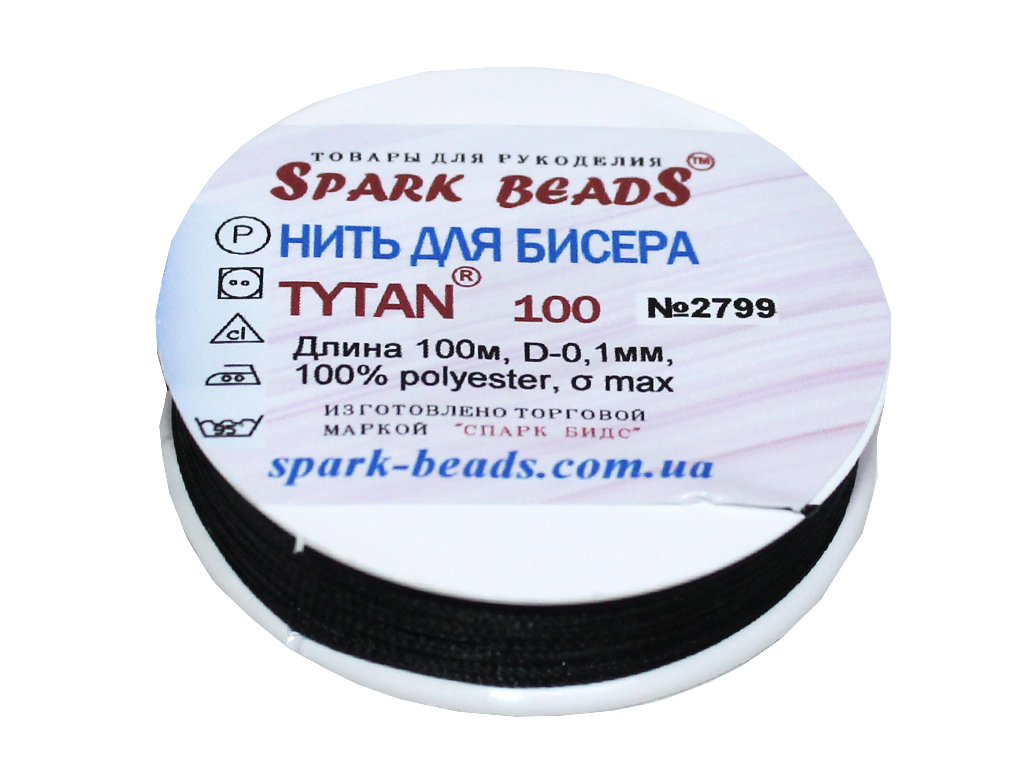 Нитки для бісеру TYTAN №2500 10 шт. 0.1 мм 100 м Чорний