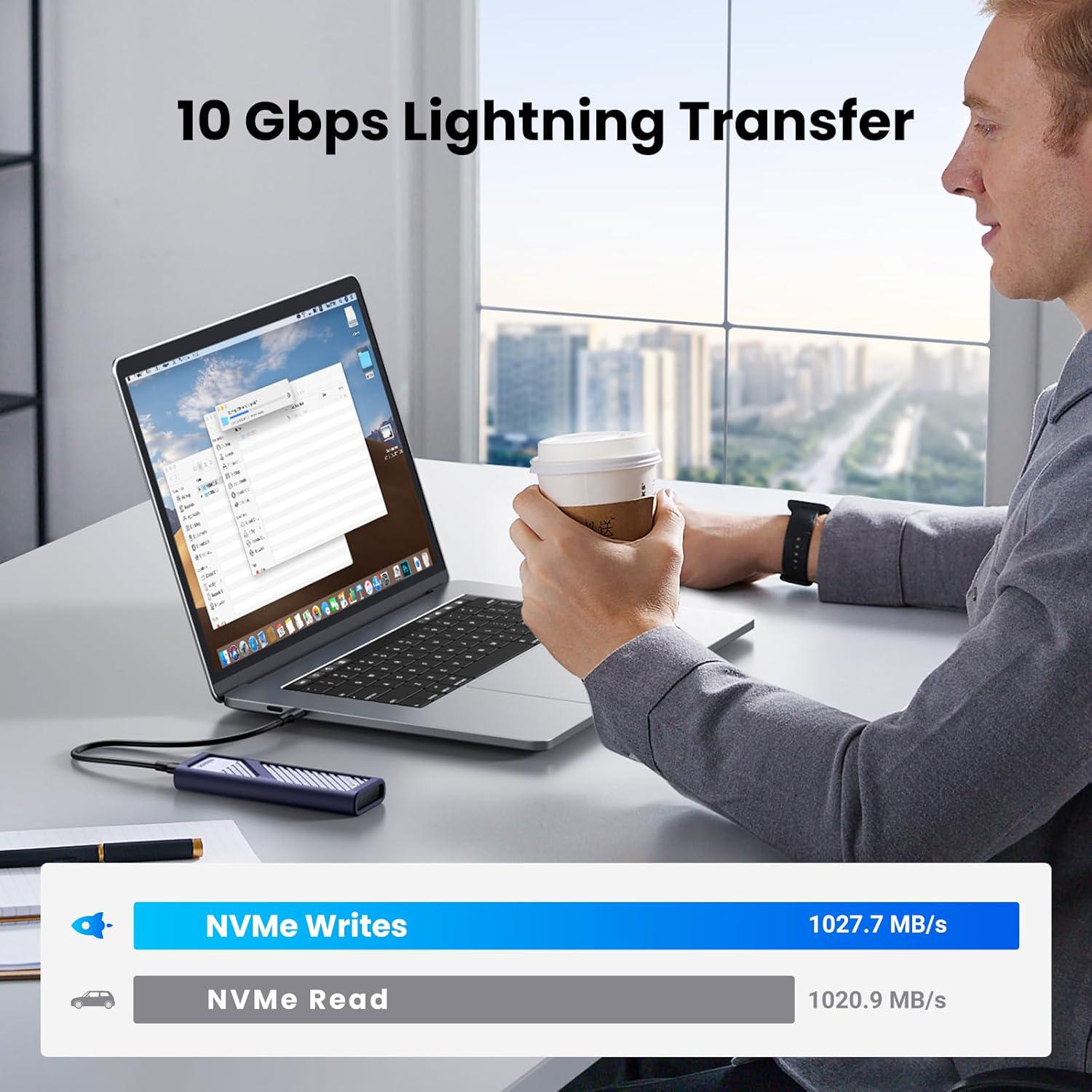 Корпус UGREEN для M.2 NVME PCI-e SSD дисків 10 Гбіт/с з кабелями M та B&M 2230/2242/2260/2280 Сірий (15511) - фото 7