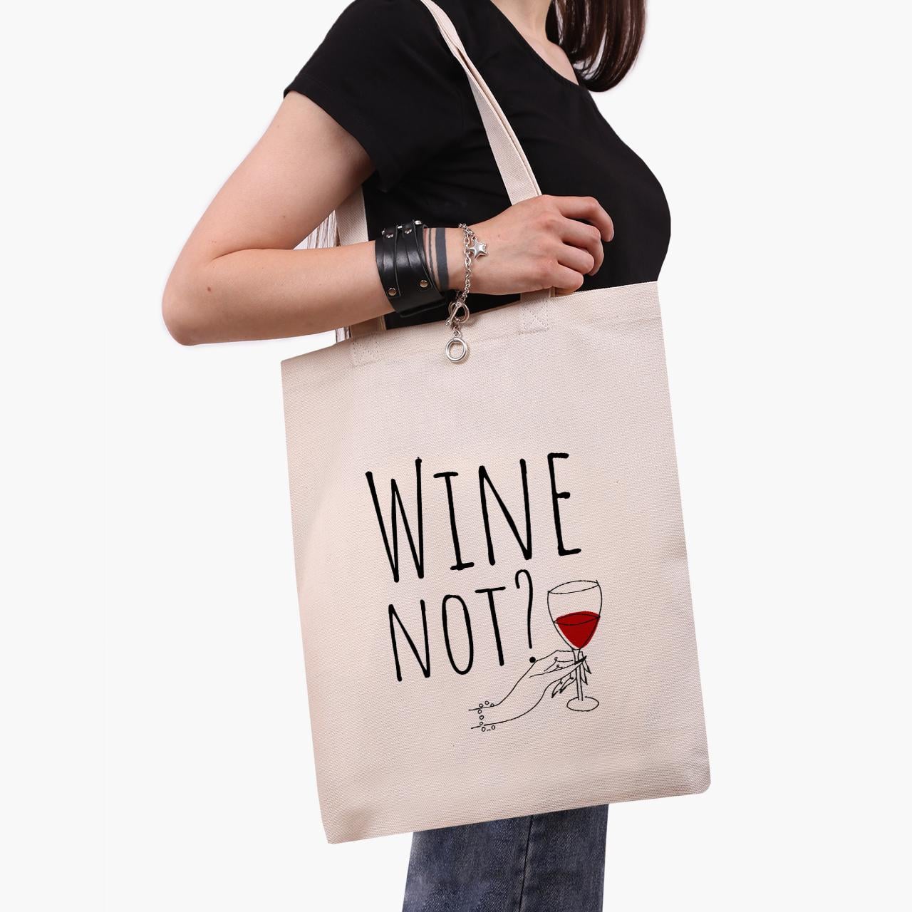 Эко сумка шоппер Wine not? 41x35 см Бежевый (9227-2615-WT)