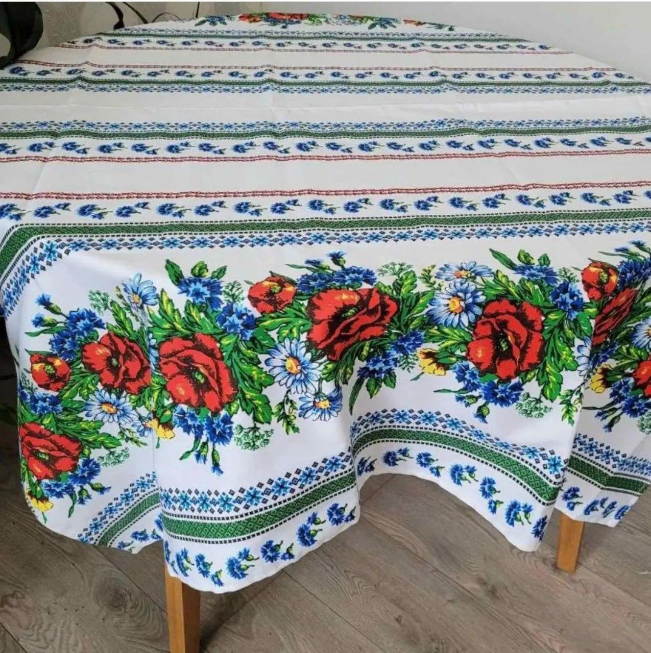 Скатерть для кухни Вышиванки из льна 150x180 см (Е0508В-3)