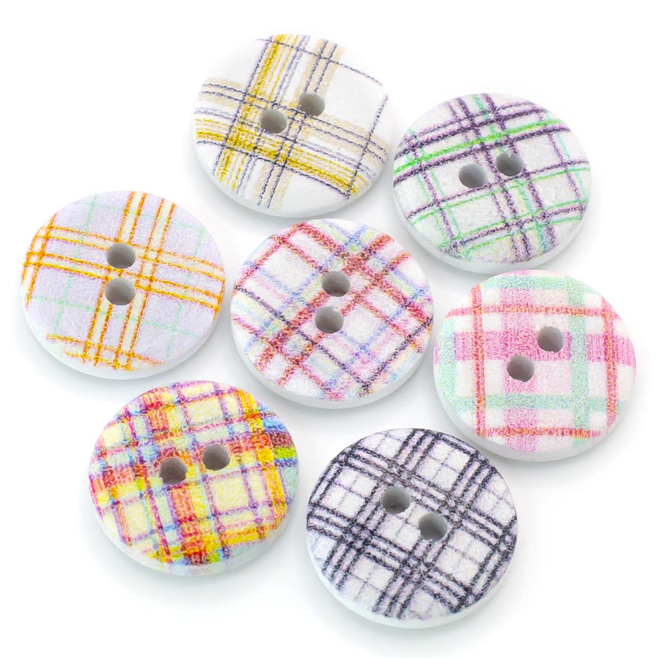 Пуговицы деревянные с принтом Британия круглые 15 мм 30 шт. Разноцветный (ДП0015п16)