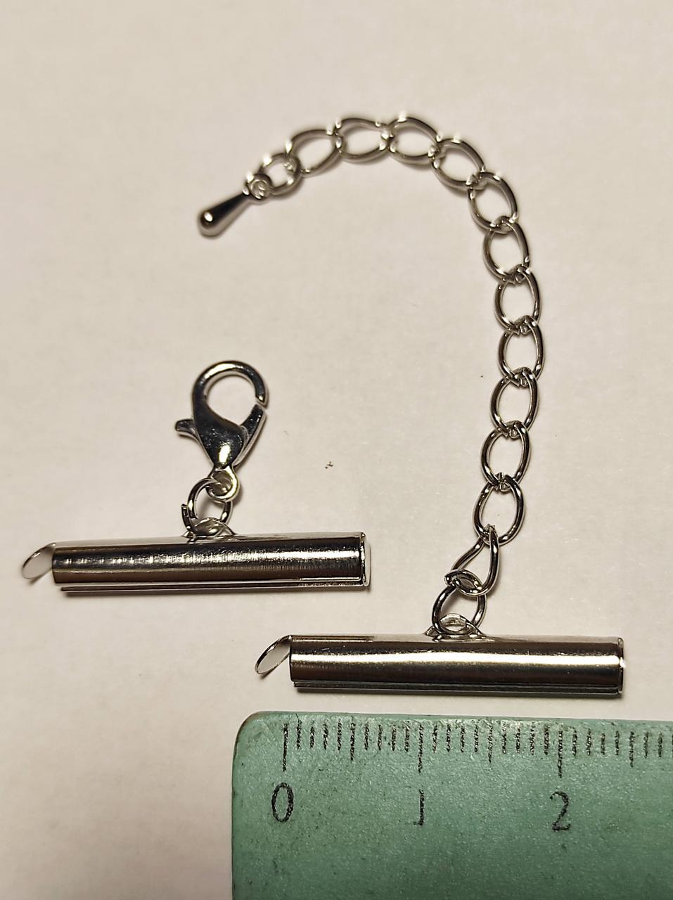 Комплект кінцевик/карабін/ланцюжок Rhodium 25 мм (1983881465) - фото 2 Комплект кінцевик/карабін/ланцюжок Rhodium 25 мм (1983881465) - фото 2