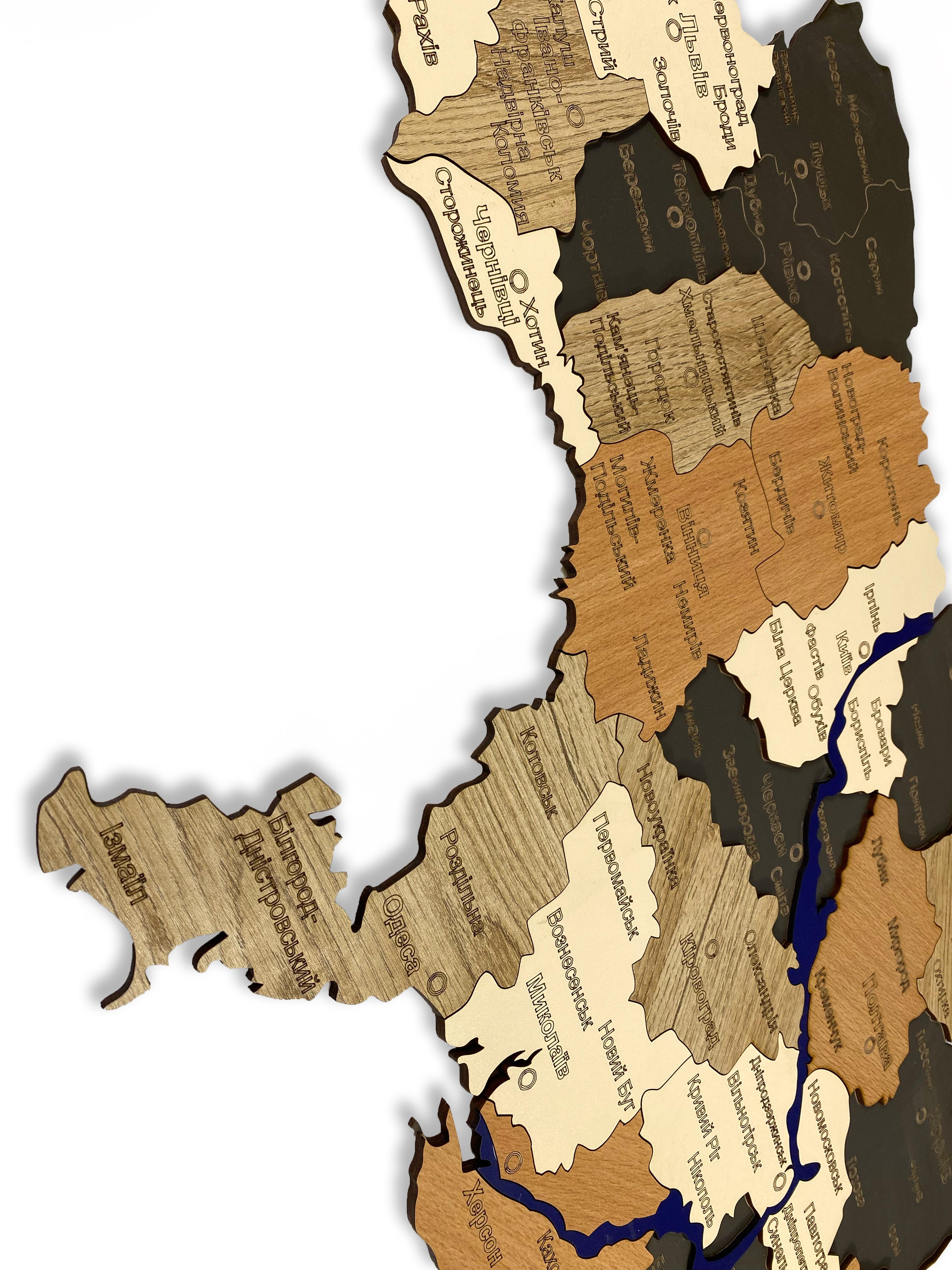 Карта України з натурального дерева на стіну 59х40 см - фото 3