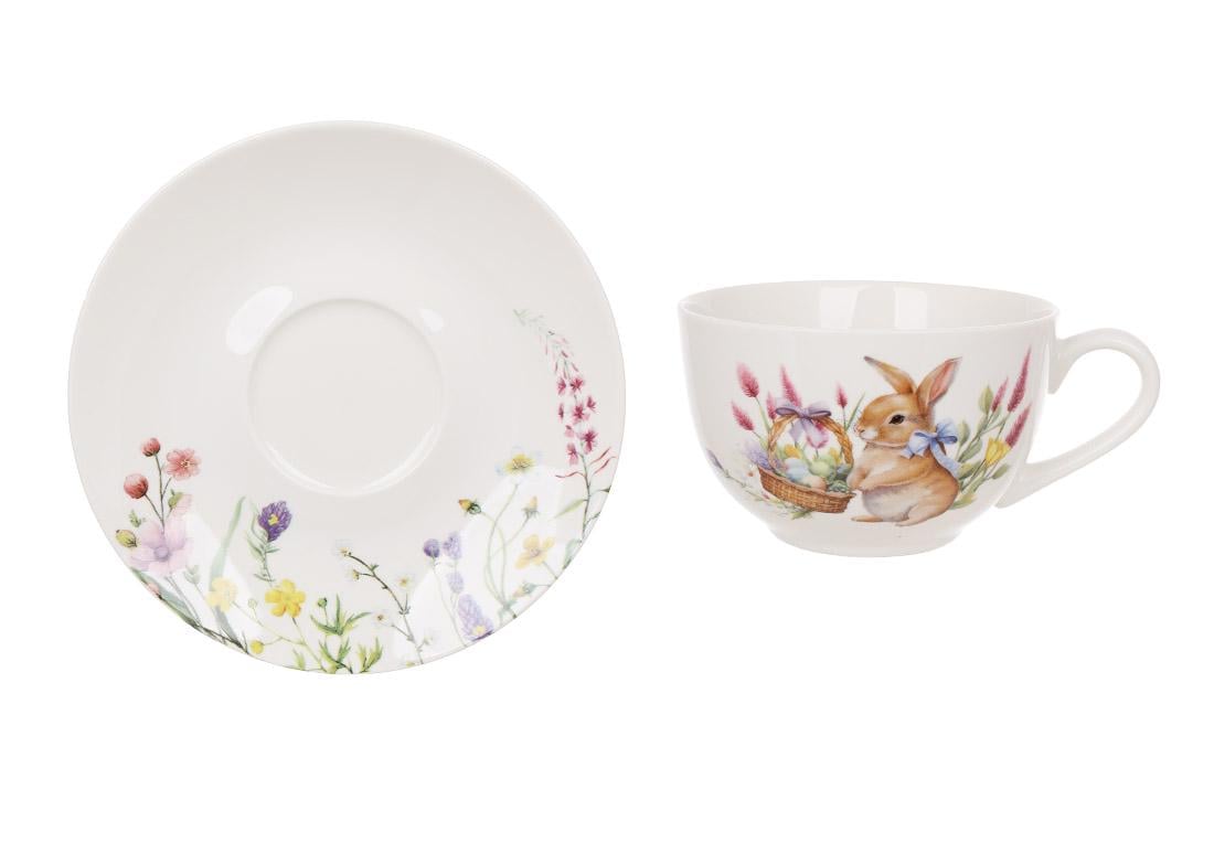 Чашка с блюдцем фарфоровые Easter Melody 250 мл (K231)
