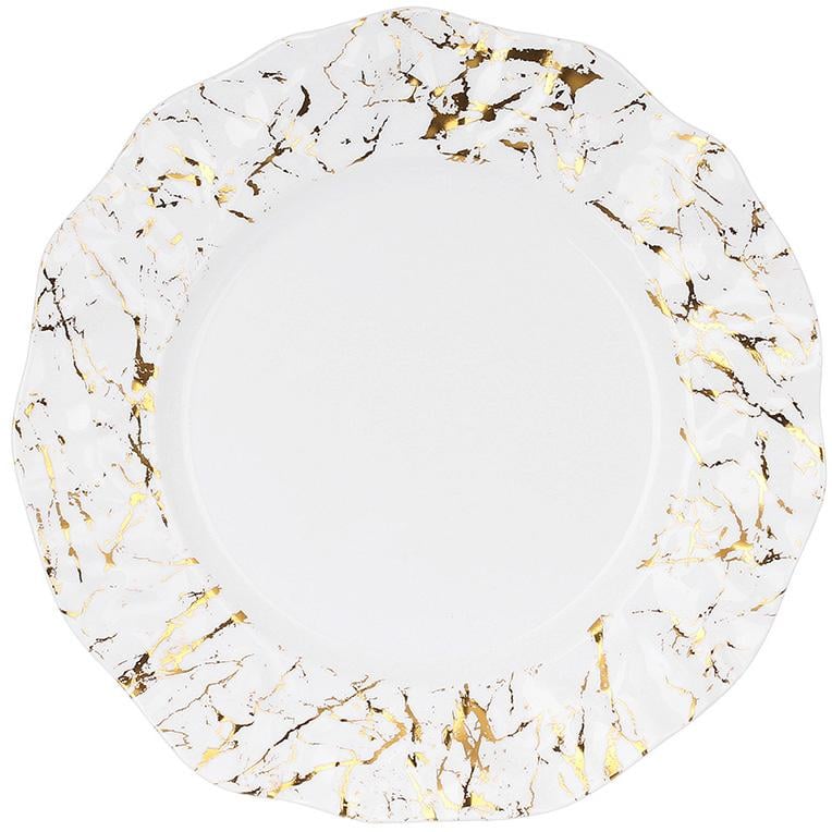 Тарелки обеденные фарфоровые Мраморная роскошь 2 шт. 29 см Белый с золотом