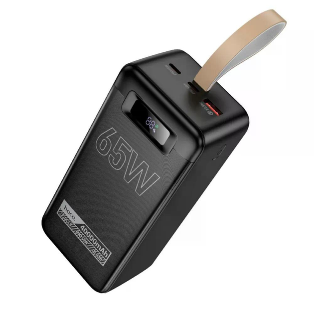 Повербанк Hoco DB82 40000mAh 65W PD быстрая зарядка с ремешком Черный (DB82)