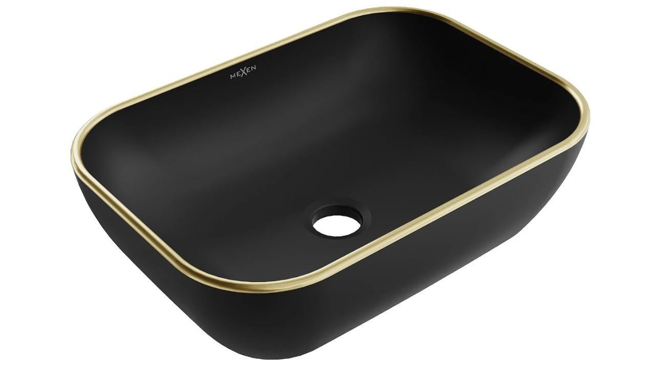 Умывальник накладной Mexen RITA Black Matt/Gold Edge (2808406446)