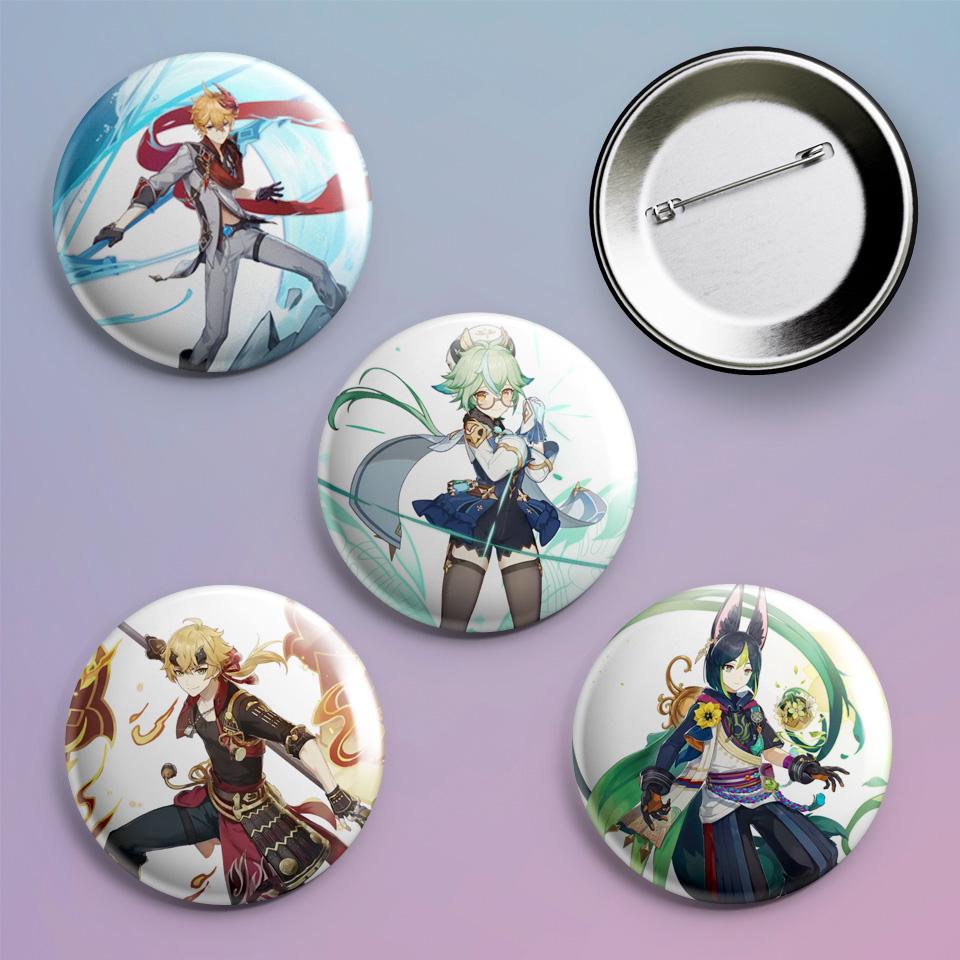 Значки на рюкзак с принтом игры Genshin Impact "17 4 шт.