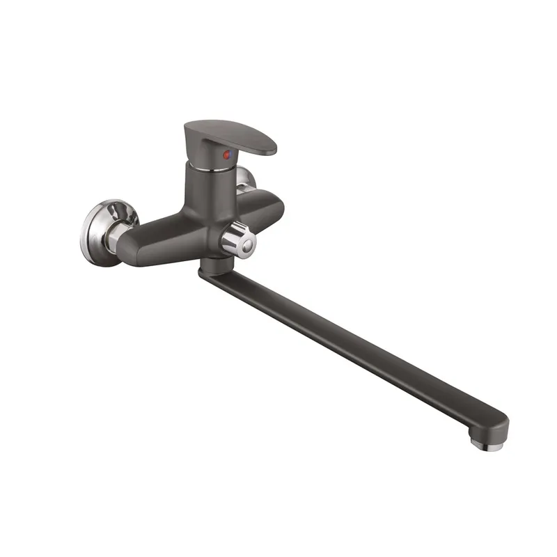 Смеситель для ванны PLAMIX CEZAR-006 EURO SET Graphite со шлангом, лейкой и кронштейном (PM0691)