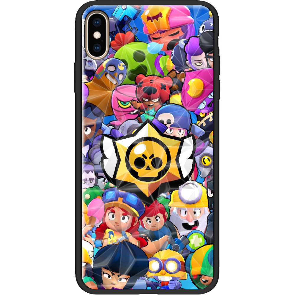 Чехол Boxface iPhone XS Max Brawl Stars Черный силикон с призмой (35321-up2389-37858)