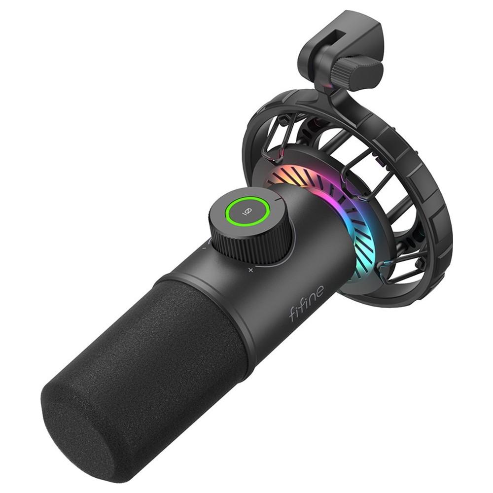 Мікрофон студійний Fifine K658 USB динамічний кардіоїдний з RGB підсвічуванням Чорний (629645) - фото 8 Мікрофон студійний Fifine K658 USB динамічний кардіоїдний з RGB підсвічуванням Чорний (629645) - фото 8