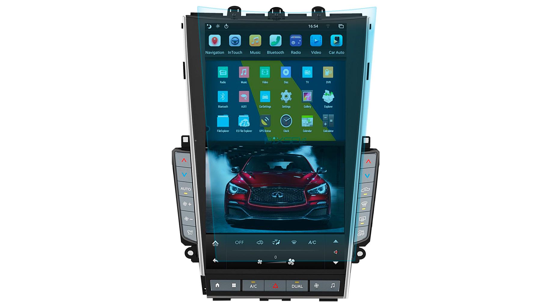 Защитное стекло Pixsel гибридное матовое на монитор Tesla STYLE Infiniti Q50 2013-2021 14,6"