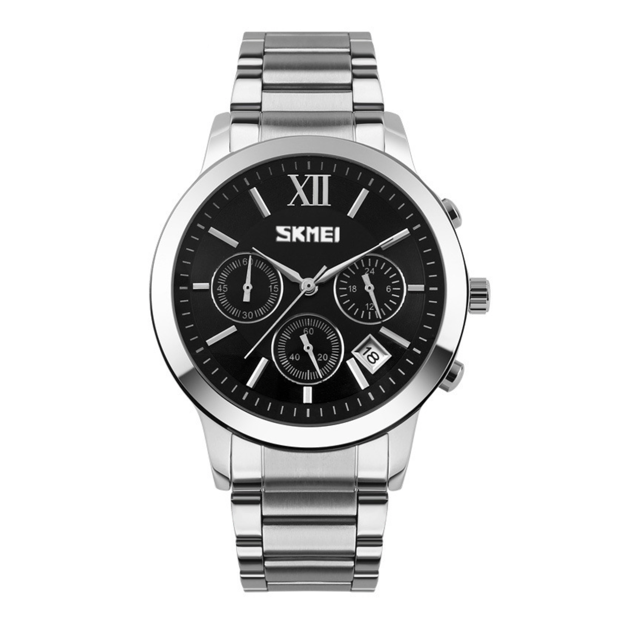 Часы мужские металлические Skmei с датой Серебристый/Черный (z069-2) - фото 1 Часы мужские металлические Skmei с датой Серебристый/Черный (z069-2) - фото 1