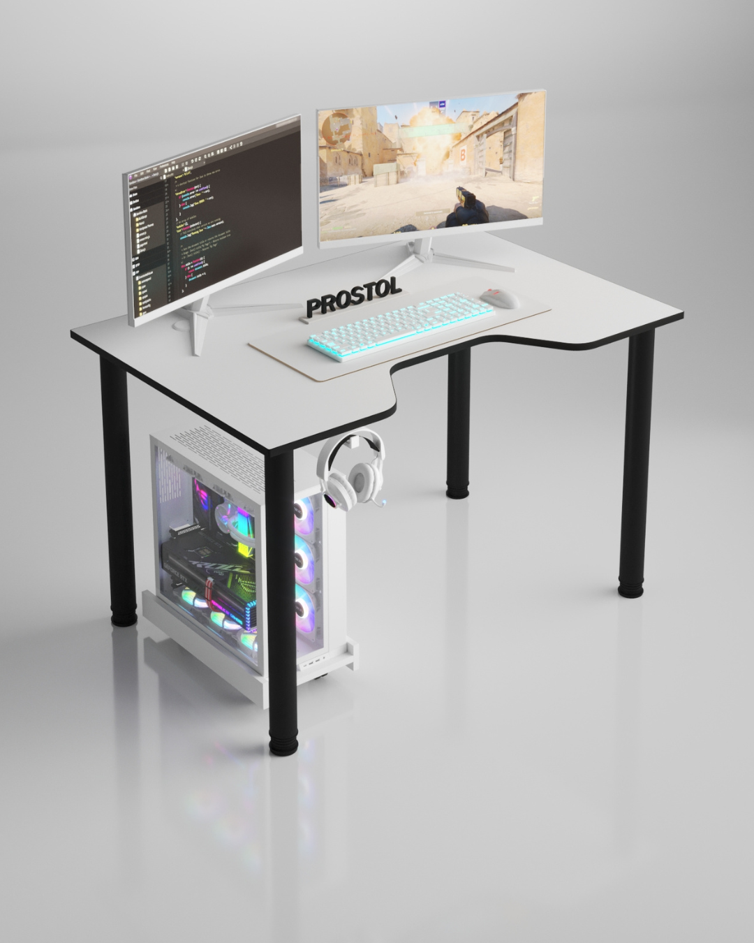 Компьютерный стол геймерский Air M 118x79 см Белый/Черный