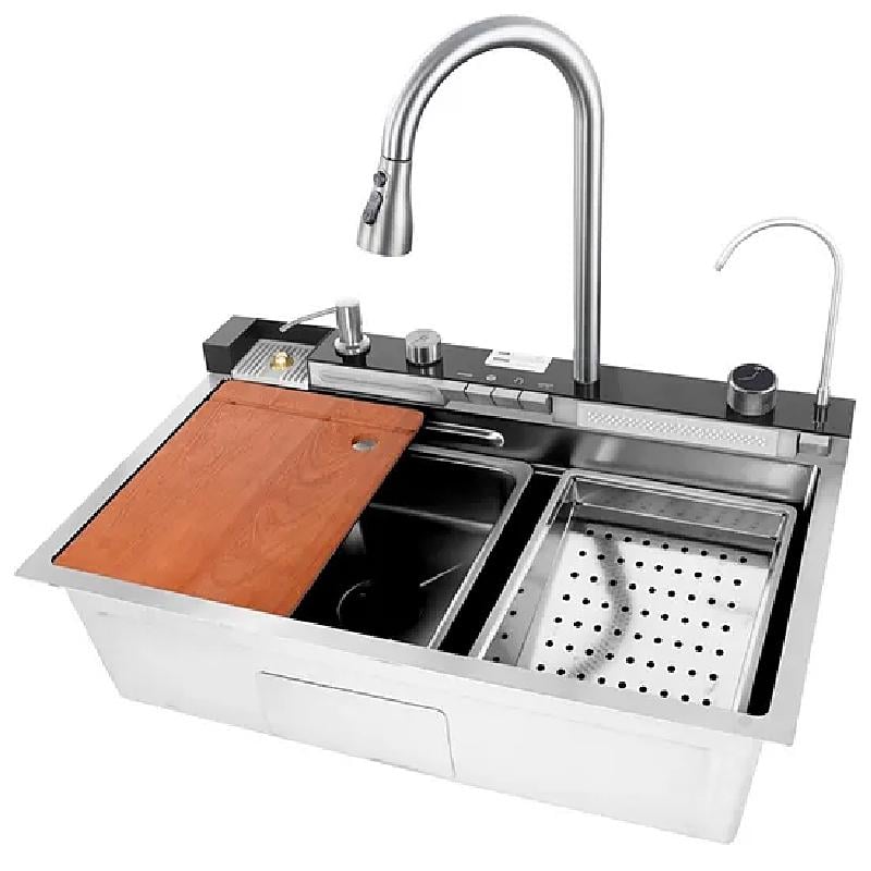 Мийка кухонна багатофункціональна MIXXUS MH7546-SET-06 Decor 3.0/0.8 врізна з нержавіючої сталі прямокутна (MX9577)